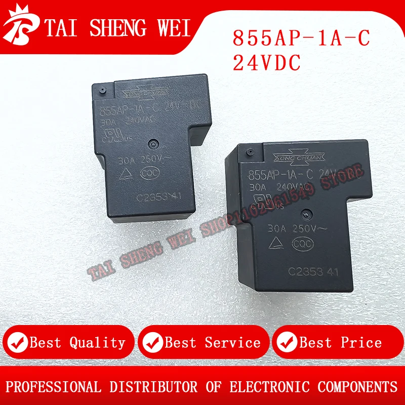 2PCS/lot 855AP-1A-C-12VDC 855AP-1A-C-24VDC 12V/24V 30A T90 Relay