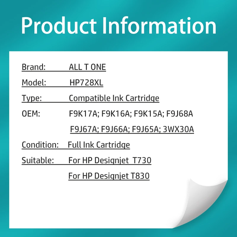 Cartouche d'encre pour imprimante HP DesignJet T730 T830, 300ml, compatible avec HP 728XL Gardens 728 256 noir, nouveauté