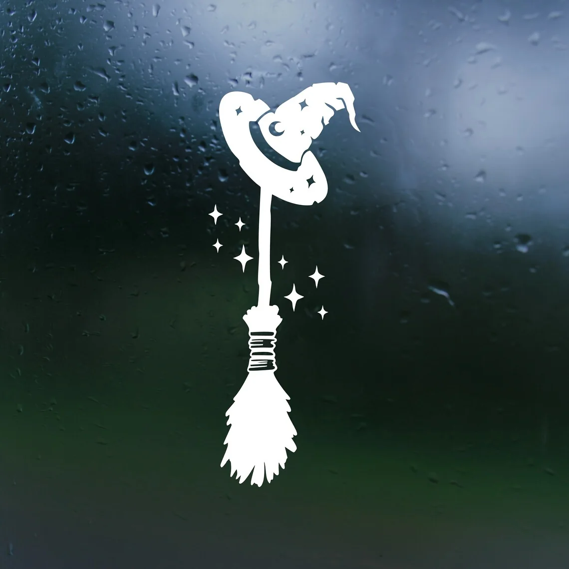 

Witch Broom & Witch Hat Matte Vinyl Decal, Irregular Shape Self-Adhesive Sticker for Cars, Bumpers, Laptops & Halloween Decor