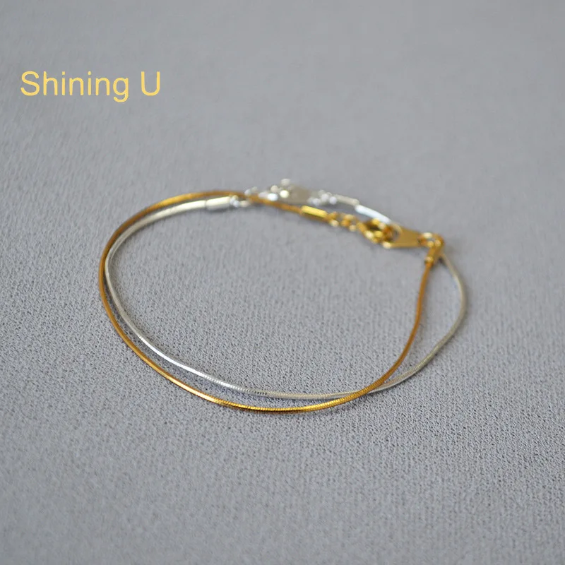 Shining U Gold Plated Snack Chain Bracelet for Women Fashion Jewelry Anniversary Wholesale