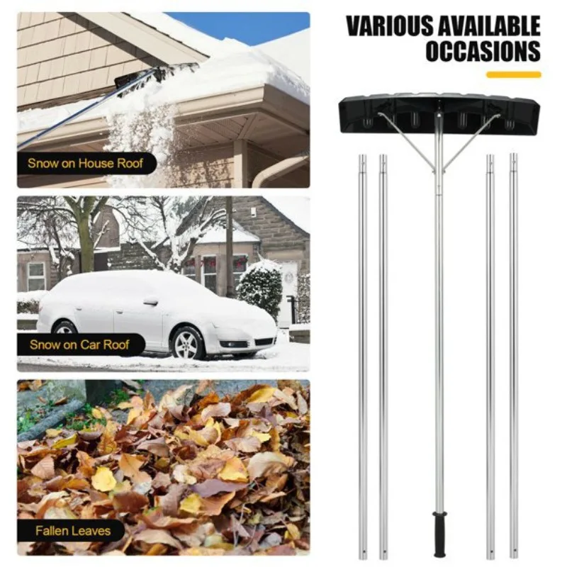 20 'Aluminum Rod Roof Snow Removal Rake Scraper Adjustable Segmented Snow Removal Tool