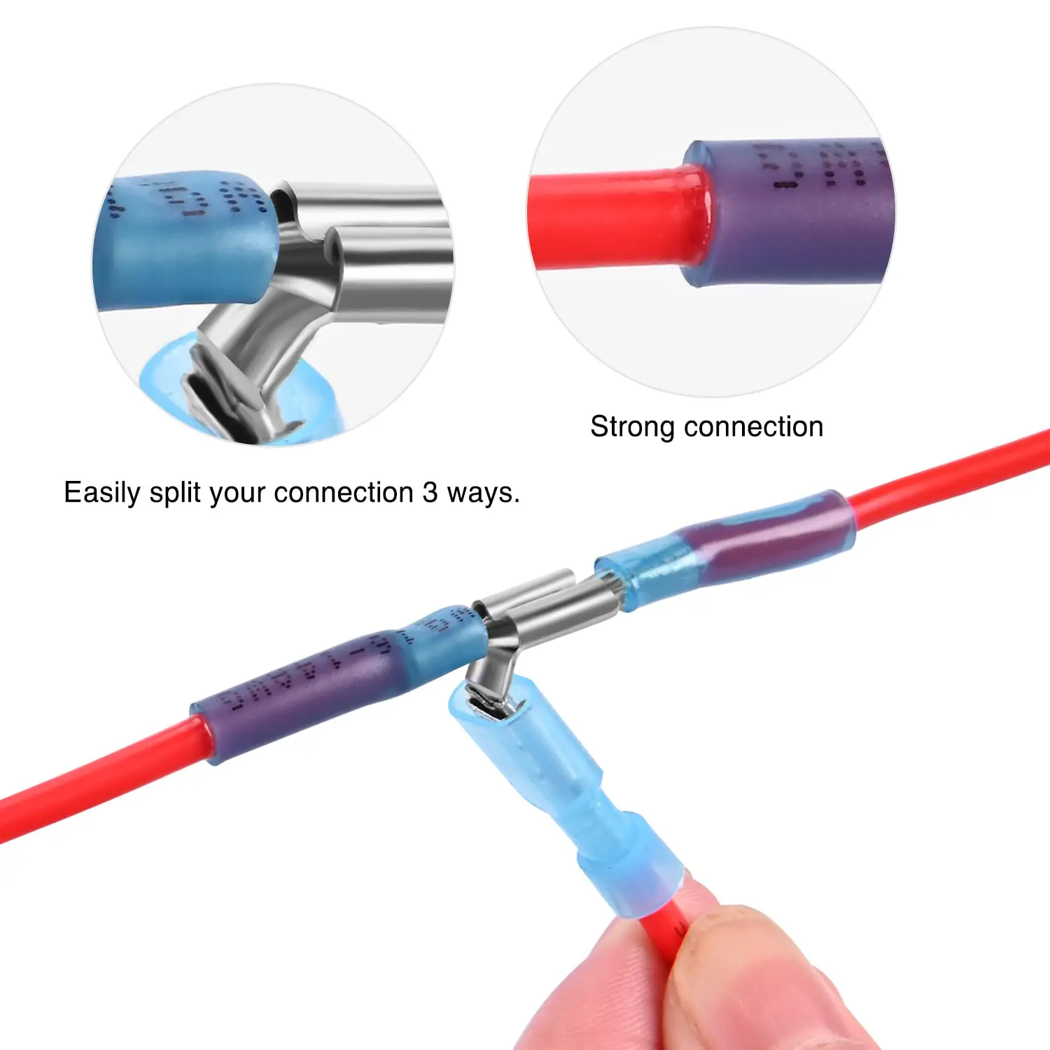 140PCS Heat Shrink Piggyback Spade Connectors 22-16/16-14/12-10 AWG Electrical Quick Disconnect Splice Crimp Wire Connectors