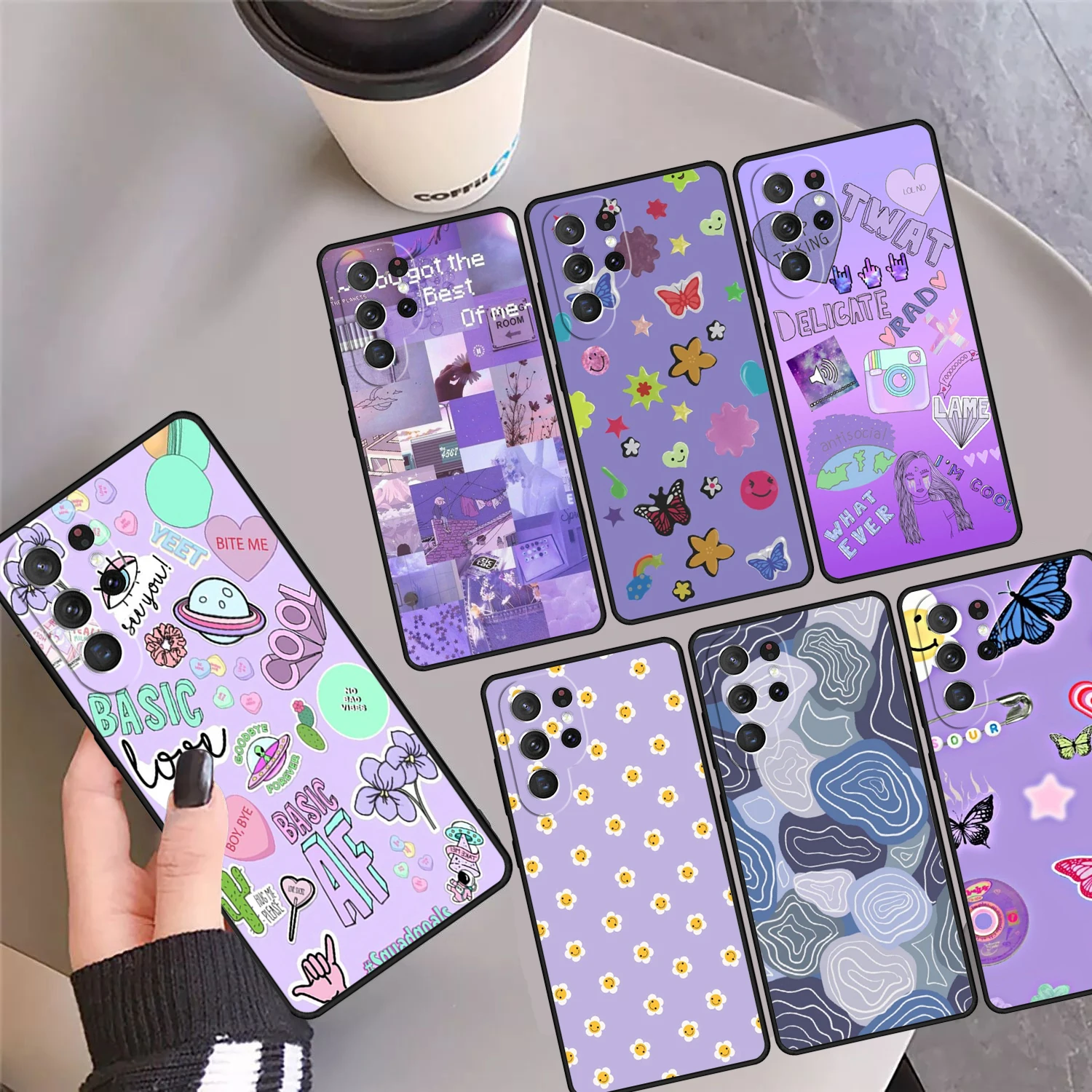 

Фиолетовый эстетичный чехол для Samsung Galaxy S24 Ultra 23 S22 Plus S21 FE S20 S8 S9 S10 Note 10 Pro Note 20