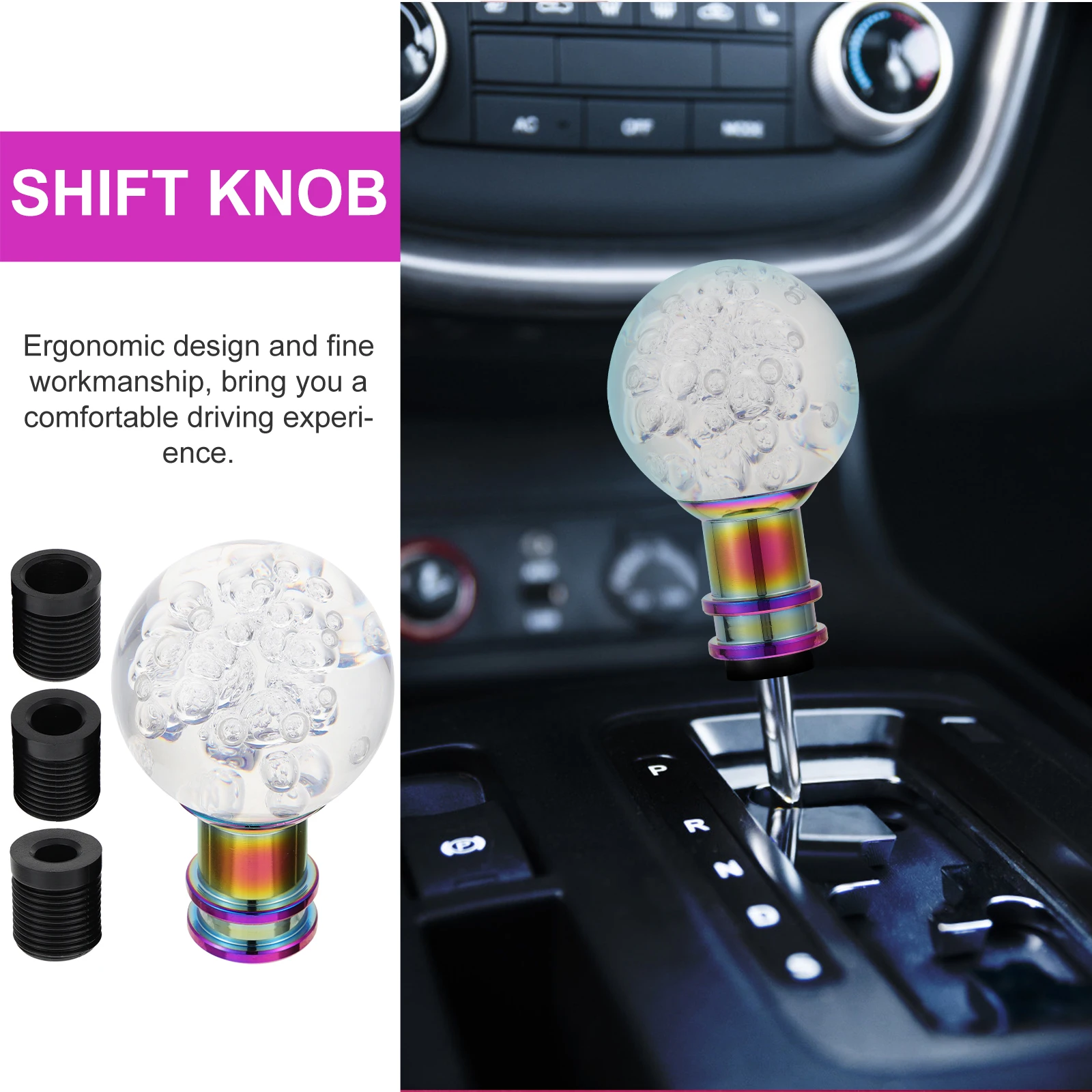 

Spherical Gear Head Round Transparent Crystal Knob Acrylic Material Easy Install Remove Suitable Most Vehicles Manual Car SUVs