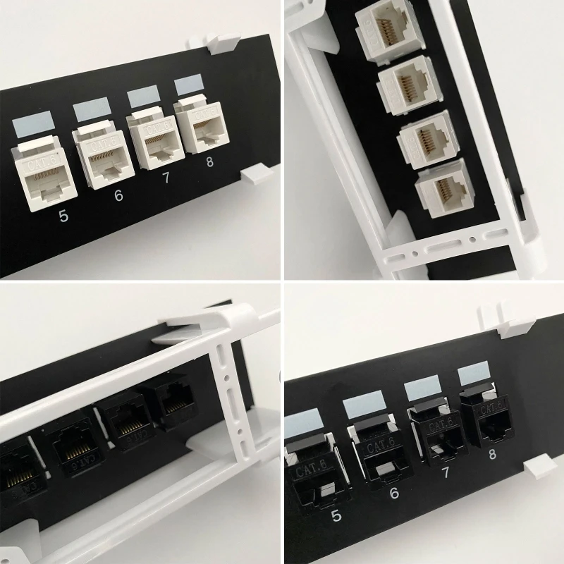 8-Port CAT6 Straight Extender Patch Panel RJ45 Networking Wall Mount Bracket Wall-Mount Adapter