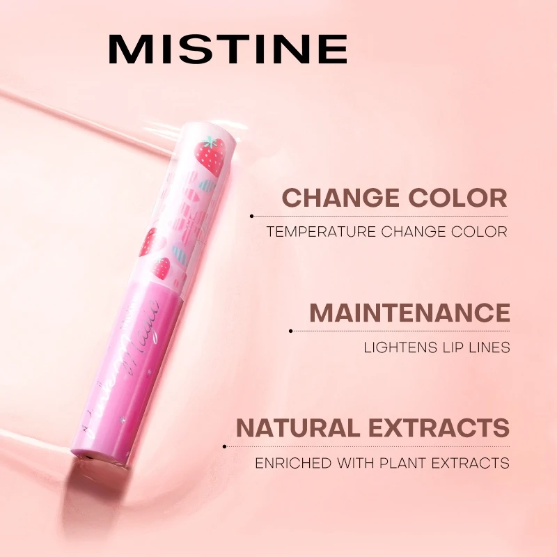 MISTINE Pink Strawberry Temperature Color Changing Lip Balm Lipstick