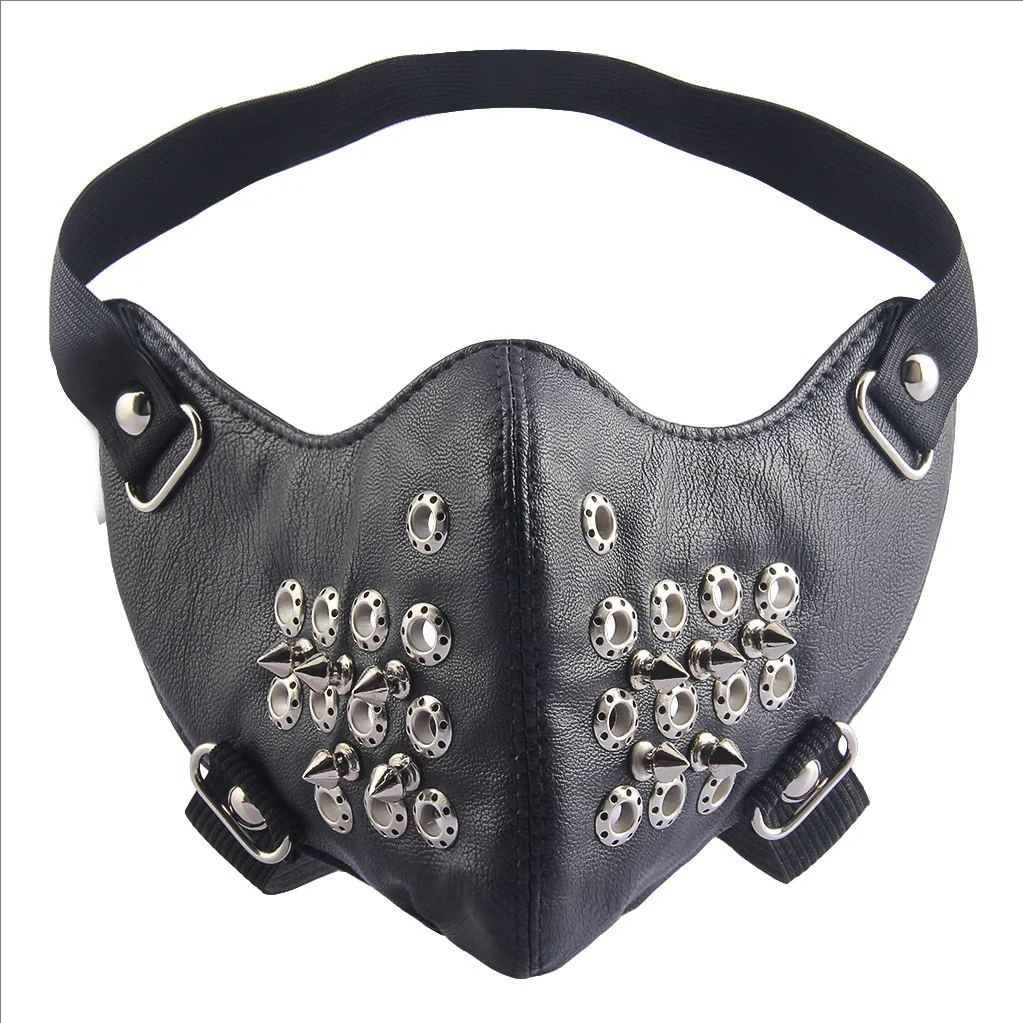 Spike Rivet Cone Face Mask Biker Motorcycle for Men Womens Punk Windproof Dustproof Leather Elastic Headband Accessories