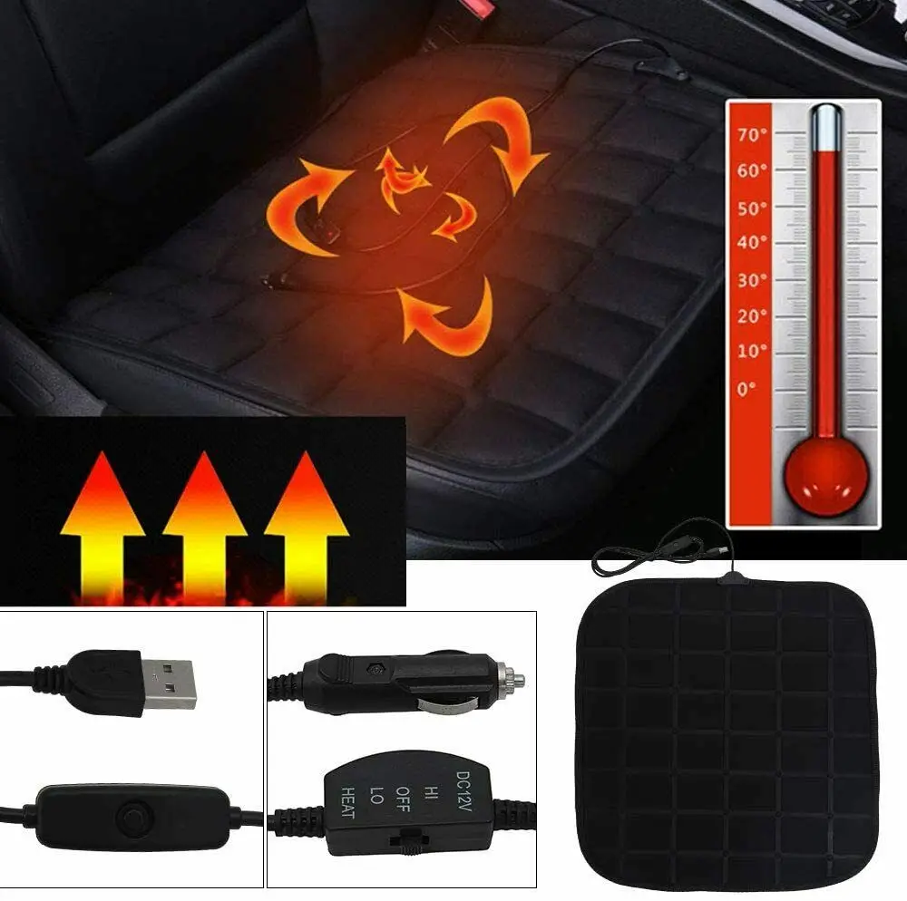 

1x Car Heated Seat Protector Cover 12V Electric Heating Car Seat Cushion Adjustable Temperature Universal Winter Seat Warmer