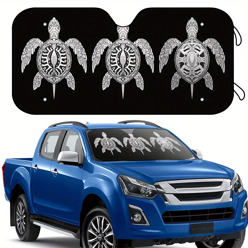 

Солнцезащитный козырек для автофургона, узор племенной черепахи, защита от солнца на лобовом стекле переднего окна, 144,78 см х 69,85 см, поставляется с 4 бесплатными присосками