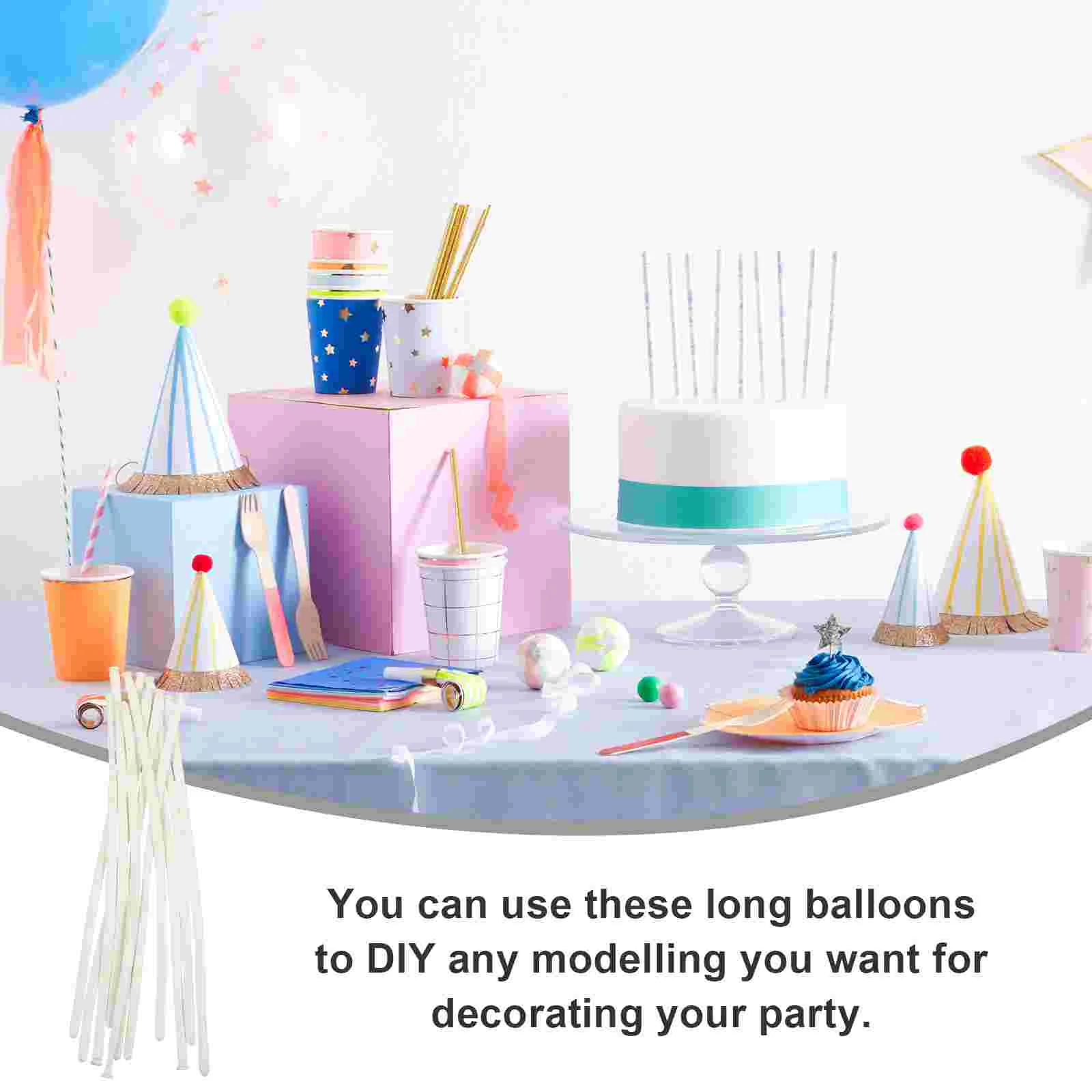 100 Pcs Clear Balloons Strip Long DIY Emulsion 32x05cm Twisting Party 260 White