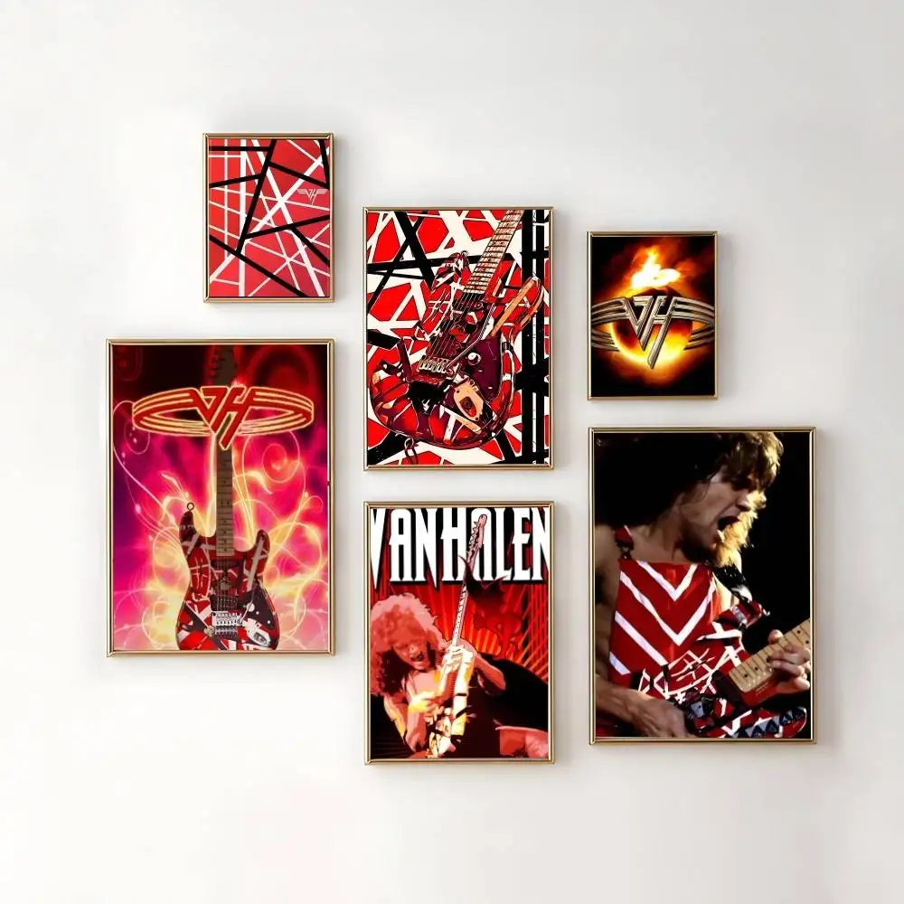 Póster de música E-Eddie Van H-Halen, póster de papel Kraft para Club, Bar, carteles Vintage, pintura artística de pared, pegatinas de estudio para dormitorio