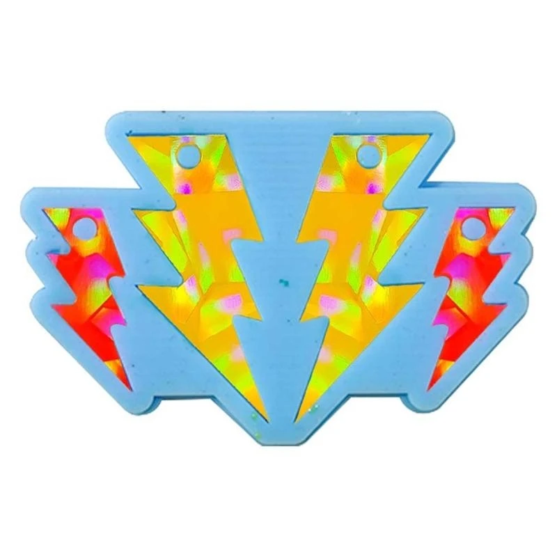  Lightnings Light Effect Keychain Pendant Mold with Hole Epoxy Casting Jewelry
