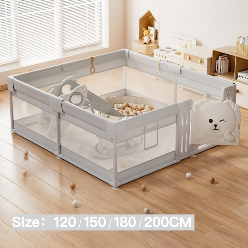 روضة أطفال بتصميم دب لطيف - سياج أمان للزحف والمشي، ساحة أنشطة داخلية لاستكشاف الرضع #1