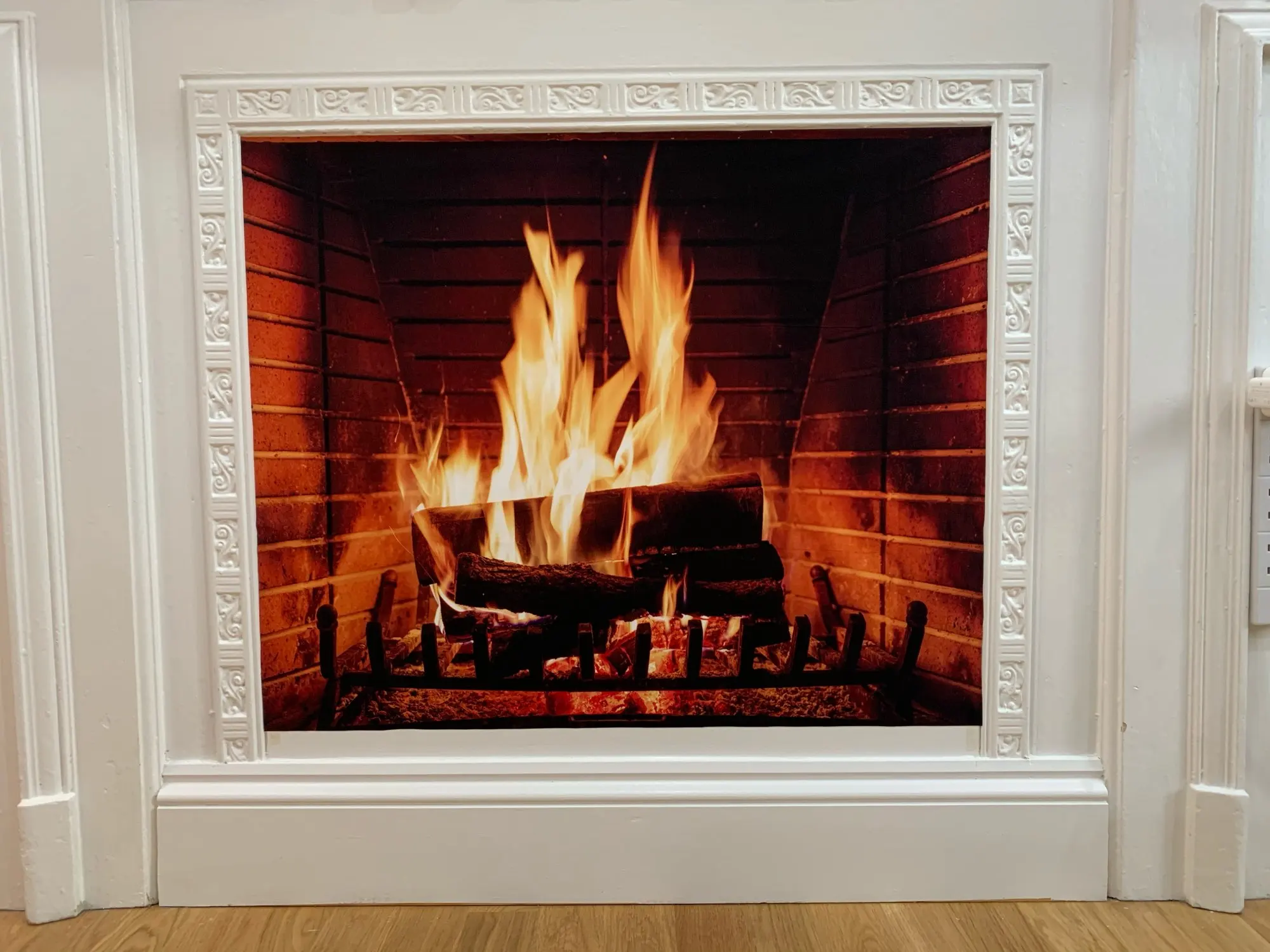 Laeacco الطوب جدار الموقد الخشب النار حرق لهب التصوير خلفية الطفل صورة خلفية الصورة استوديو التصوير