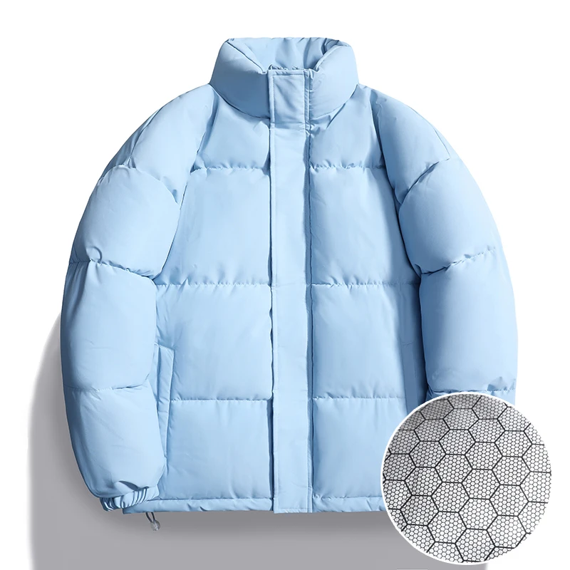 

Зимняя утепленная повседневная свободная теплая хлопковая куртка для мужчин с воротником-стойкой, модное пальто из полиэфирного волокна с длинными рукавами