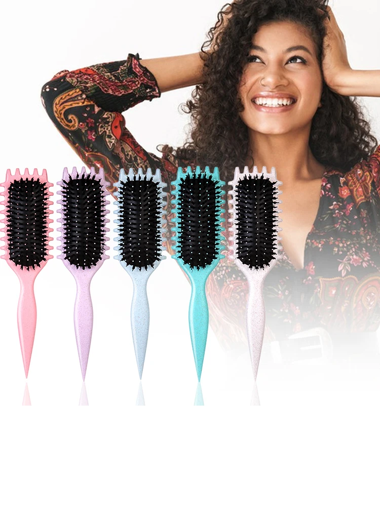 1Pc CANDY BRUSH Krullend haar Stylingborstel-ontwarren met tanden, vermindert trekscheiding Nylon borstelharen voor alle krultypes - afbeelding 2