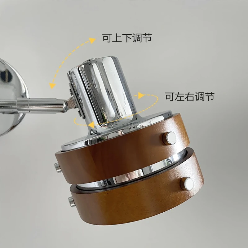 Medieval Rotatable Long Arm Rocker Wall Lamp LED Bedroom Bedside Living Room Study Homestay Hotel French Cream Style Wall Lights