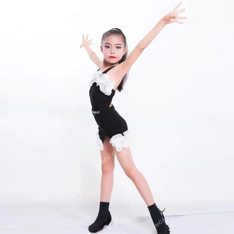Latin Dance Dress for Girl Ballroom Dancing Rumba Samba Latin Dance Costume Kids New Collar Modern Carnival Jazz Dancewear