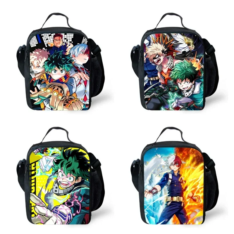 My Hero A-Academia Lunch bags for Child,Cartoon School Picnic Bags for Girls Boys,Kids Insulation Cooler Bag for Aged 4-10 years