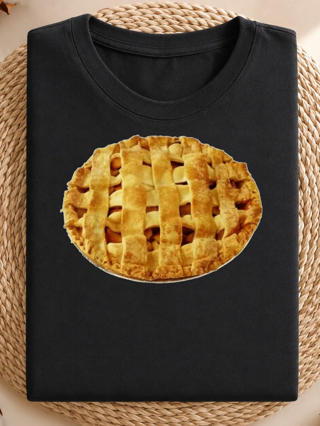 Men's Streetwear Graphic T Shirt Casual Oversized Short Sleeve Tee Printed With A Baked Lattice Top Apple Pie Pattern Design Ret