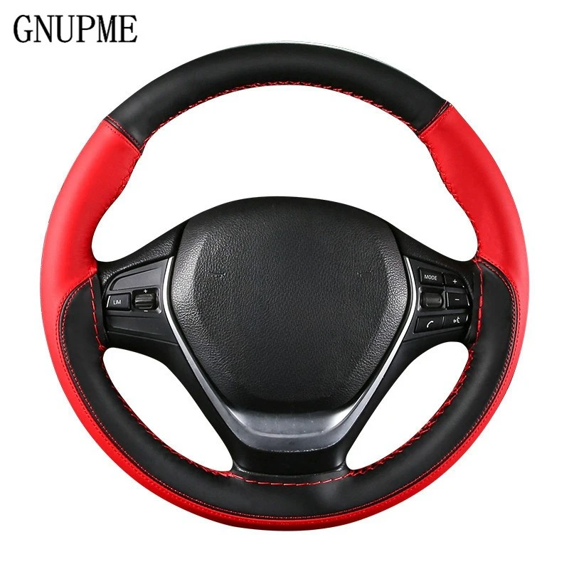 DIY Car Braid On steering wheel cover Soft Fiber Leather braid on the steering-wheel of Car Protector Stitching color