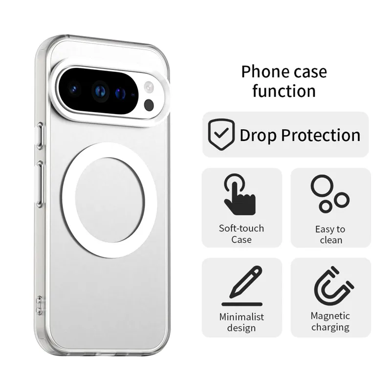 Custodia magnetica per Google Pixel 10 Pro Custodia di ricarica wireless Magsafe Google Pixel 10 Pixel 10 Pro XL Custodia protettiva per PC opaca