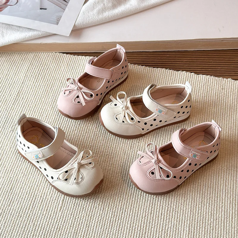 Spring Autumn Girls' Shoes Bow Casual Style PU Leather School Student Princess Fashionable Soft-Soled Flats Loafer