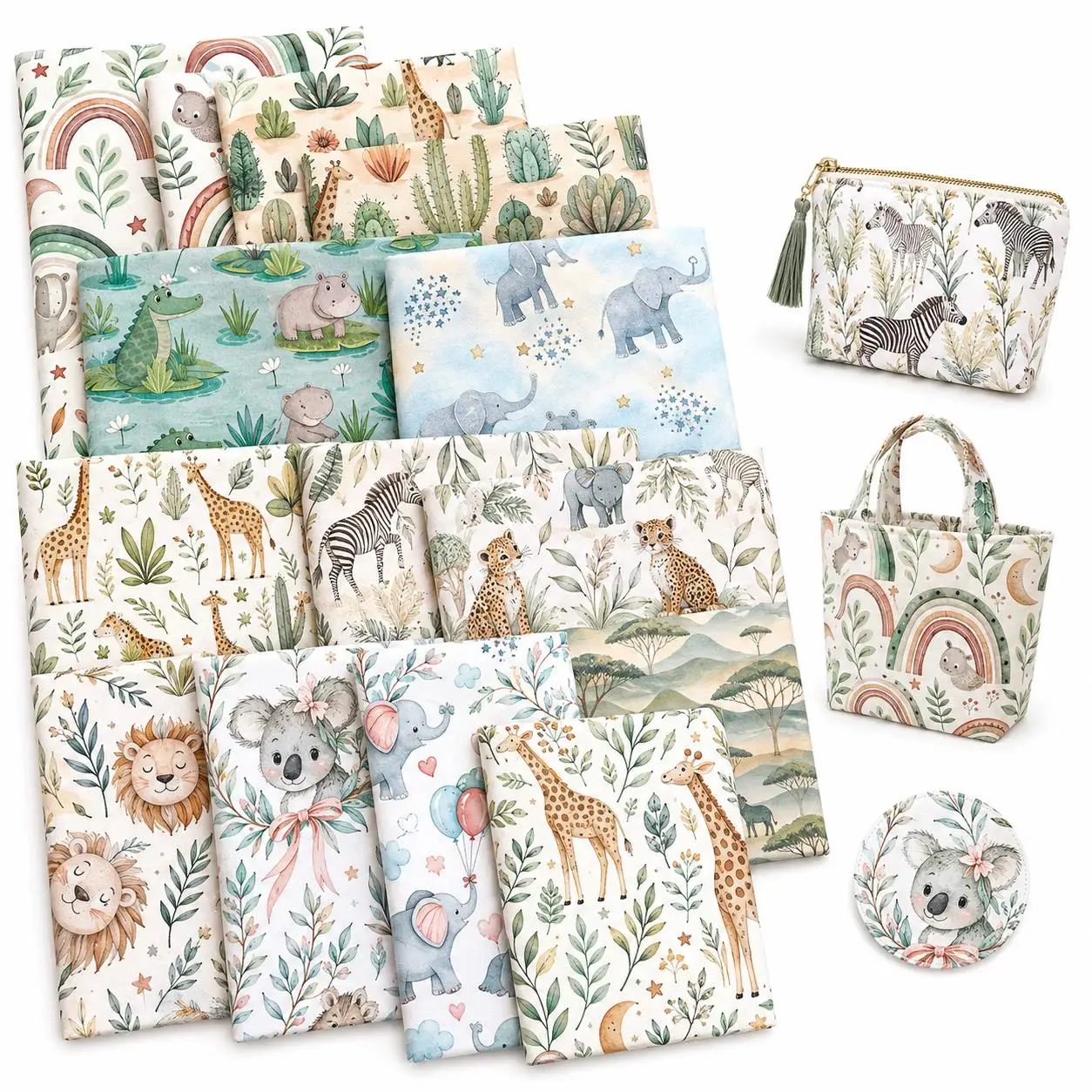 50*145cm Animal Deer Koala Lion Zebra Polyester Fabric For Tissue Sewing Quilting Fabrics Needlework Material DIY Handmade
