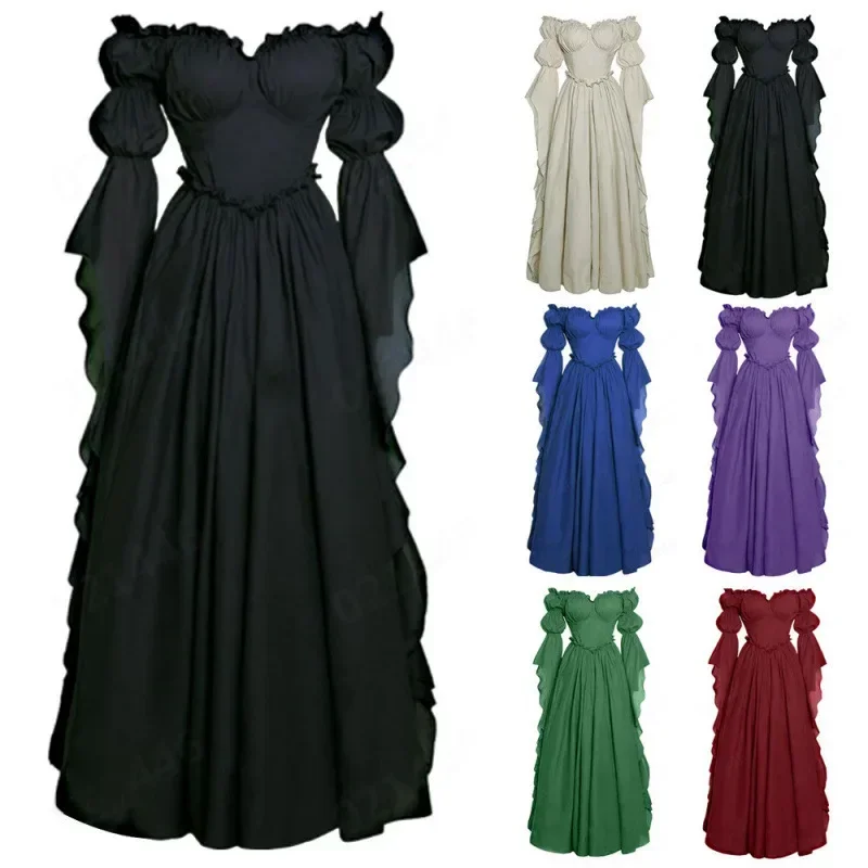 Medieval Court Dress, Women's Retro Dress, European and American Stage Performance Long Dress, Cosplay Full Set