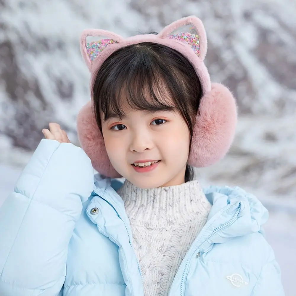 Earcap Plush Earmuffs Riding Foldable Cartoon Cat Ear Earmuffs Ear Warmers Earflap Winter Ear Cover Girl