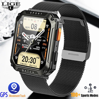 LIGE New Outdoor Military Smart Watch Men Bluetooth Call Smartwatch GPS Sport Waterproof Ftiness tracker Watch For ios Android