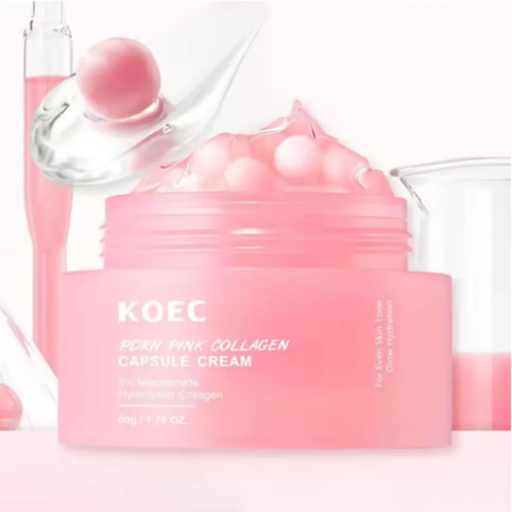 KOEC PINK COLLAGEN CAPSULE CREAM 5 % Niacinamid hydrolysiertes Kollagen tief feuchtigkeitsspendende Gelee-Creme VC Golden Peptide Cream Hautpflege