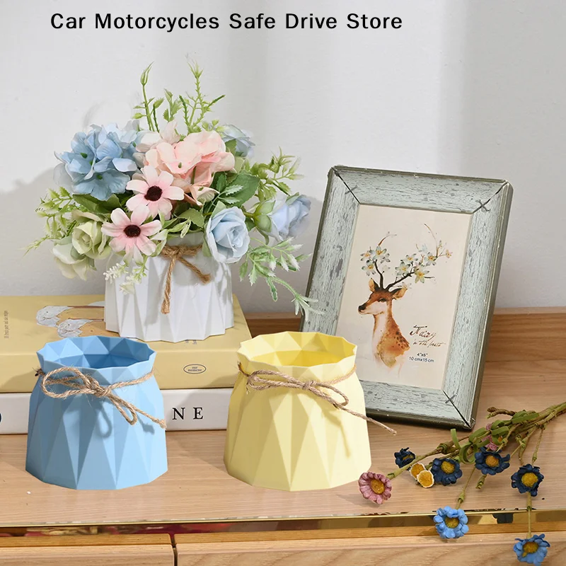 Modern Plastic Vases Home Decoration Anti-ceramic Vases Imitation Rattan Flower Vase European Style Wedding Decorations Basket