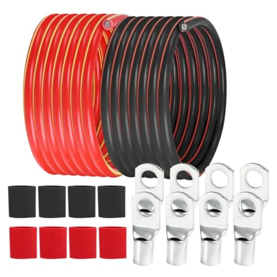 

Gauge Battery Cable 1 1 - AWG Copper Clad Power Welding Wire with M8 and M10 SC Connector Lugs for Car Camper RV Solar Low Volt