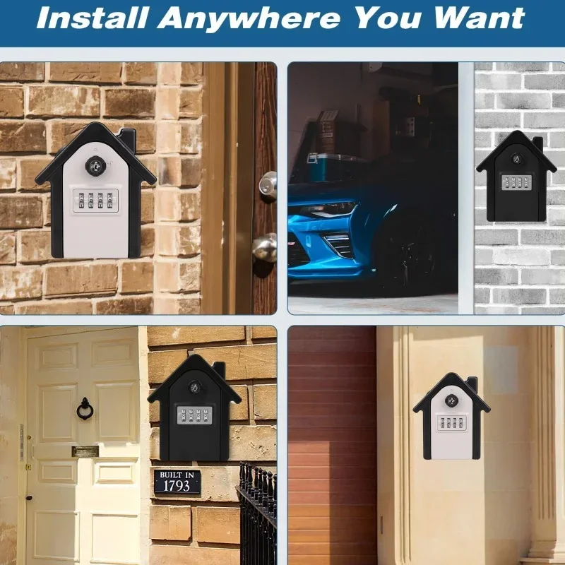 Large Alloy Key Lock Box 4 Digit Combination Security Lock Large Space for Home Office Key Safe Secret Storage Box Organizer