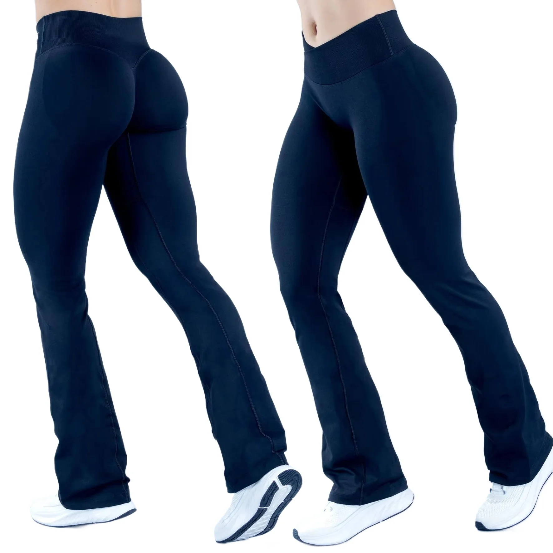 Yoga Clothing Women's Gym Fashion Yoga Pants Front Cross High Waist Seamless Sports Leggings Pilates Sportswear bell-bottoms