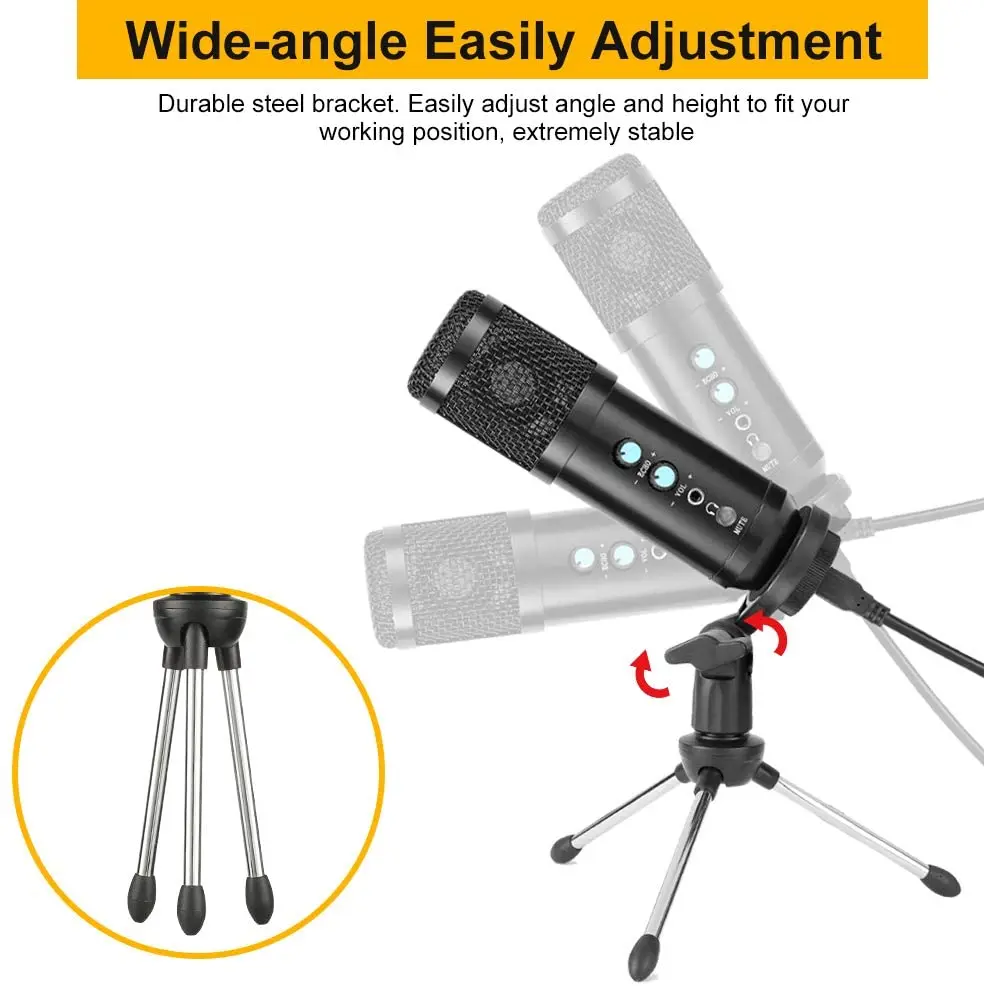 Light-Weight Multipurpose USB Desktop Condenser Microphone for Podcast Pro Recording Gaming Meetings Voice Overs Streaming