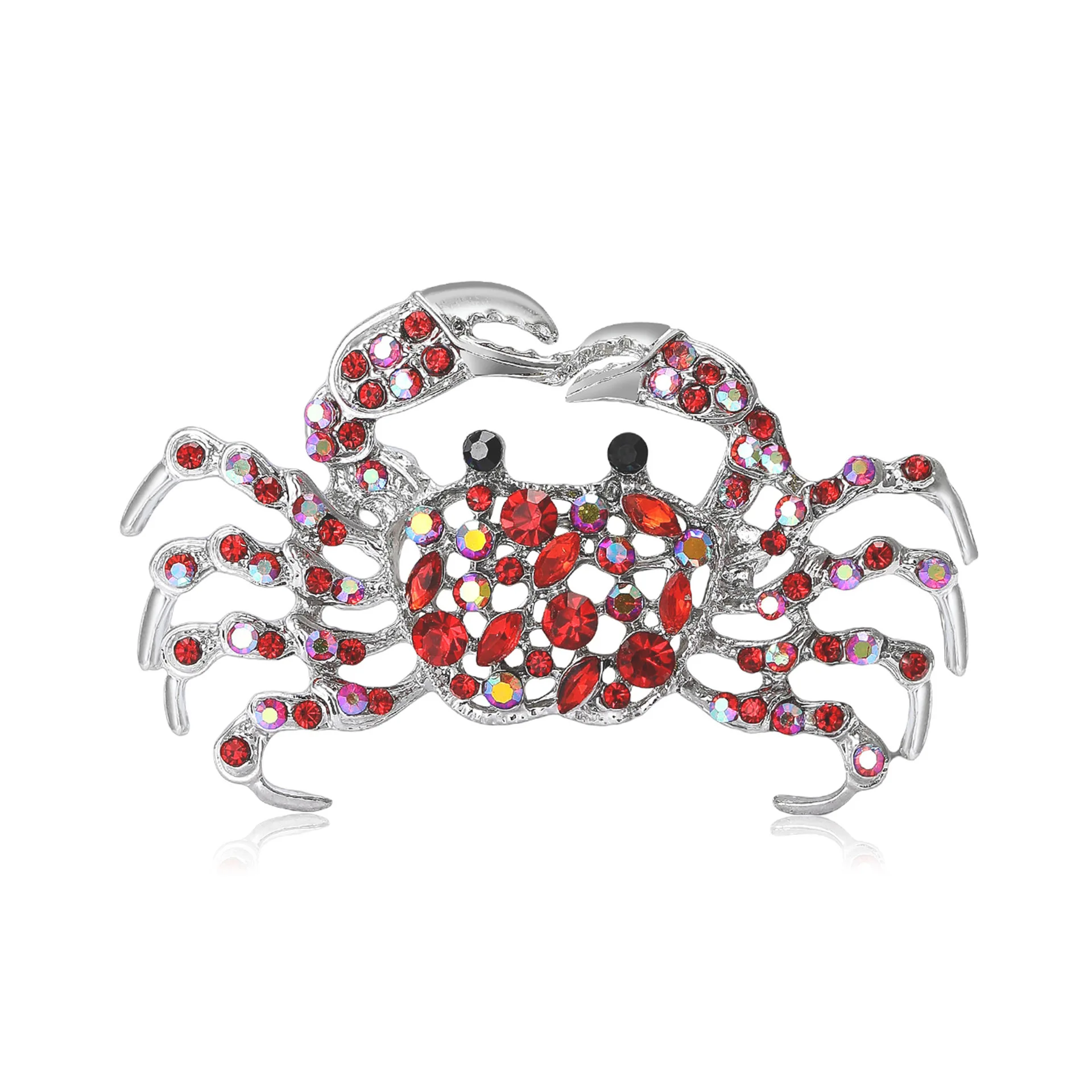 

Fashionable Rhinestone Crab Brooch, Women's Neutral Two-Color Lapel Pin, Elegant V-Neck Dress, Banquet And Party Gift Accessorie