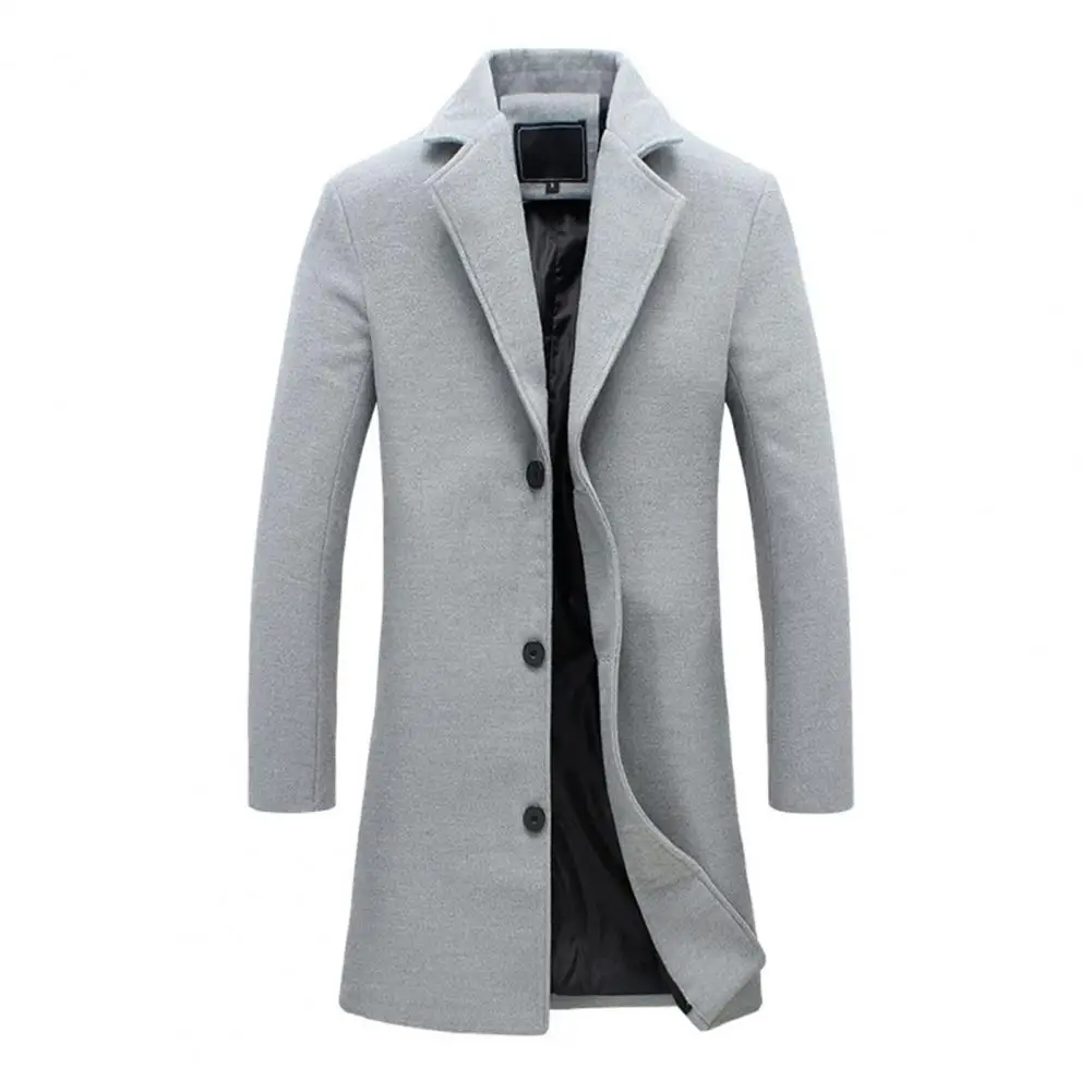 Decorative Men Jacket Easy Match Polyester Single Breasted Men Overcoat for Winter