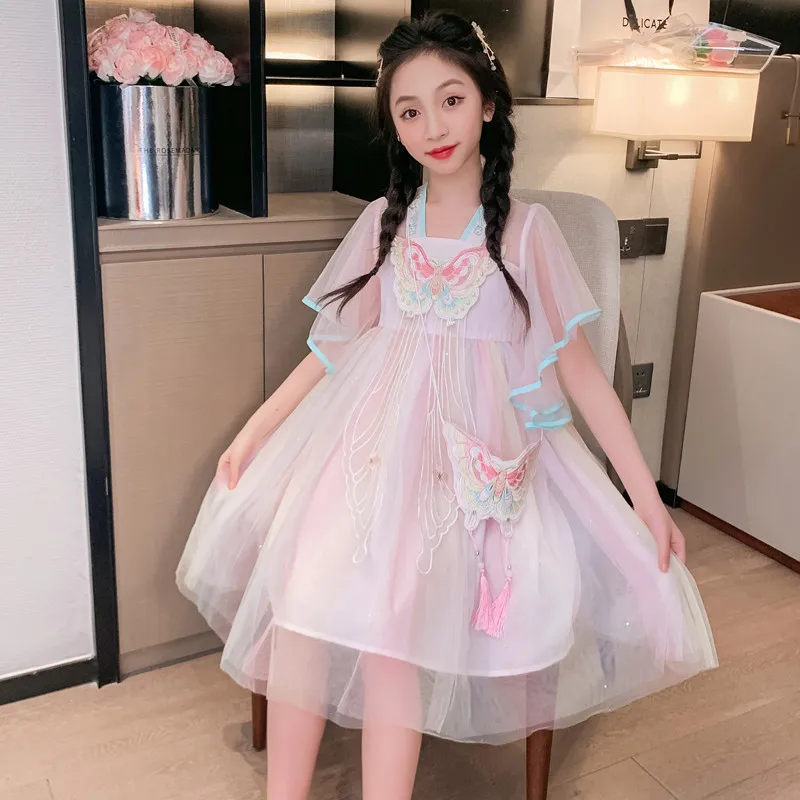 

Hanfu Girls' Summer Skirt 2023 New Antique Princess Dress Girls' Tang Dress Children's Clothing Super Immortal Ancient Mid Lengt