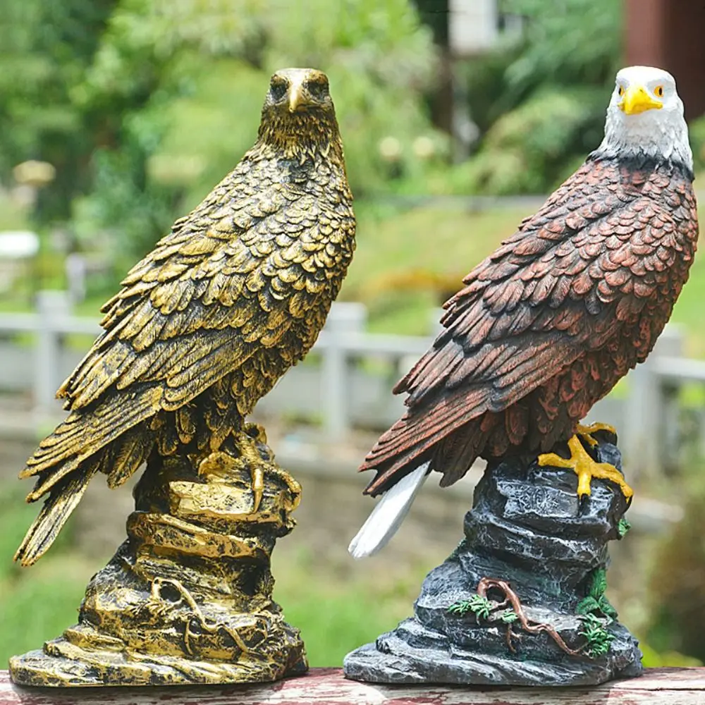 Funny Cute Large Eagle Statue Resin Crafts Lifelike Eagle Desk Craft Waterproof Animal Sculpture Outdoor Garden Decoration