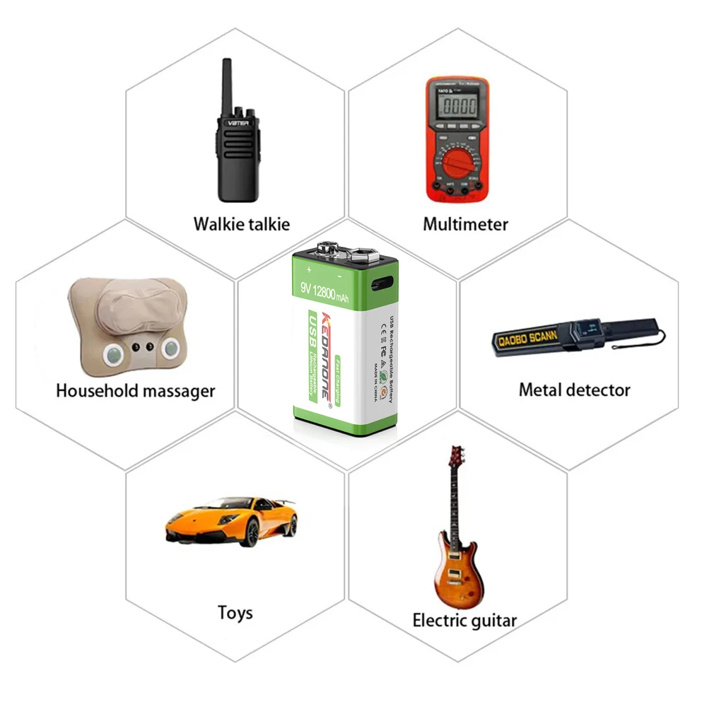 9v Rechargeable Battery 12800mah With USB 9V Li-Ion Lithium Battery For Multimeter Microphone Toy Remote Control Electric Guitar