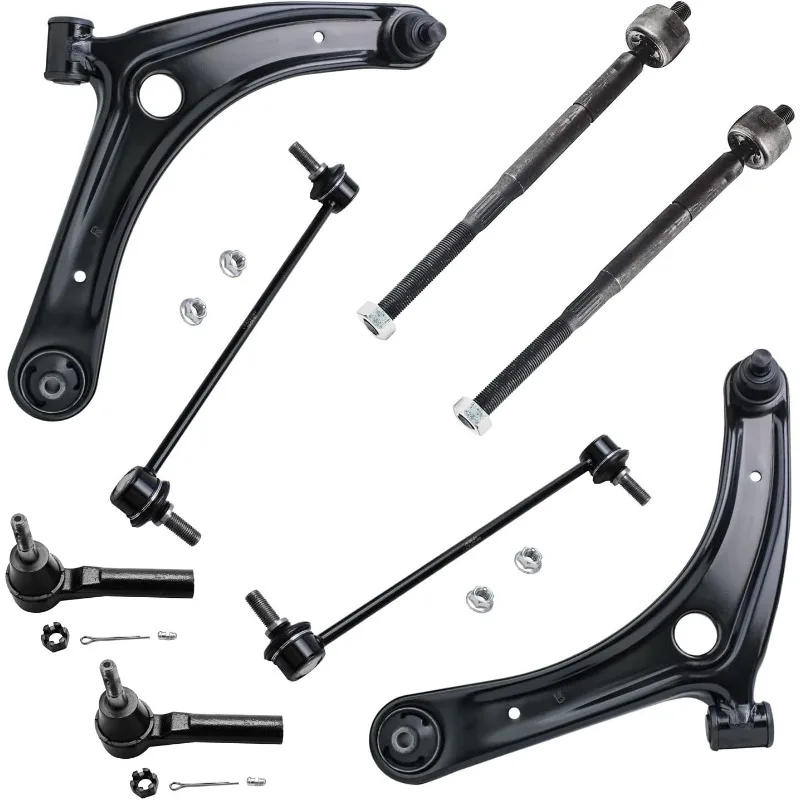 10 قطع من طقم التعليق الأمامي لـ 2009-2012 دودج كاليبر 2010 2011، 2 دعامة جاهزة، 2 أذرع تحكم سفلية مع وصلات كروية #6