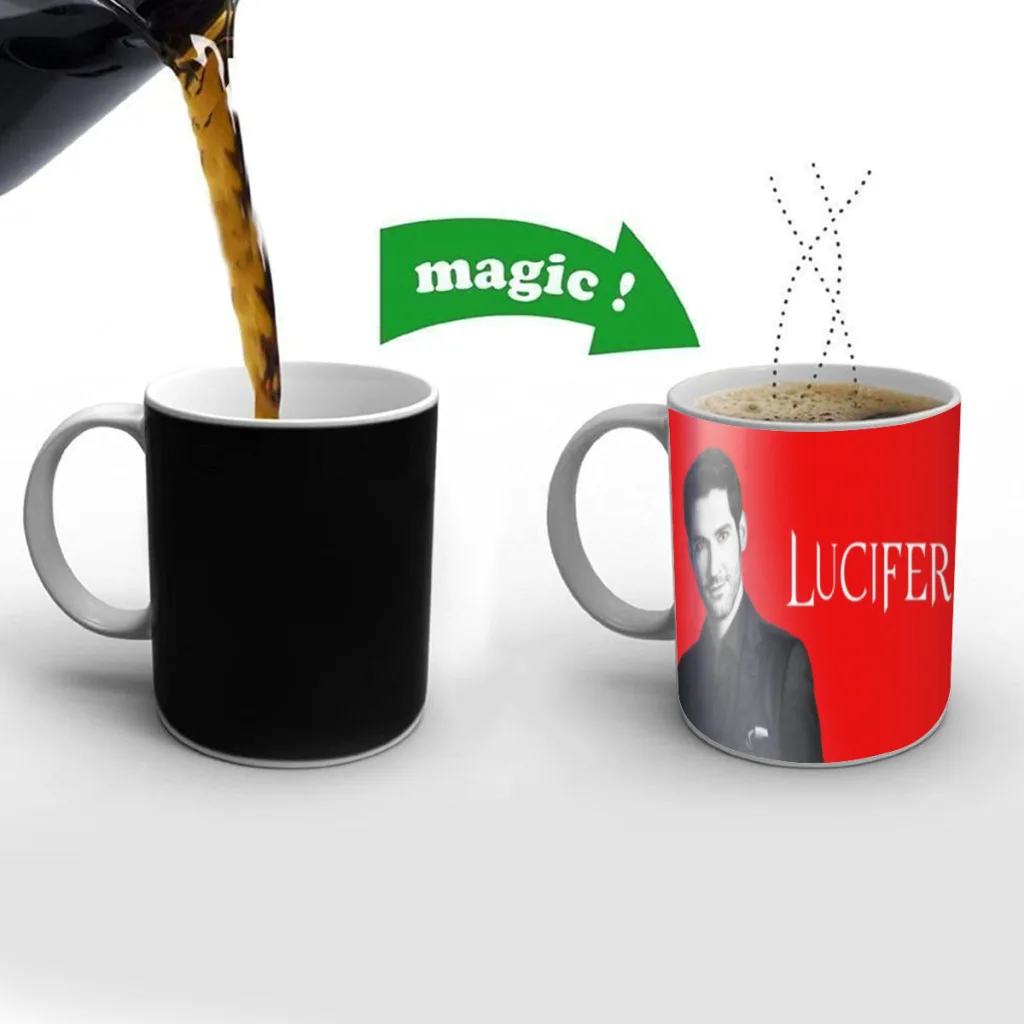 Lucifer Morningstar Crime Tom Ellis Friends Birthday Gifts Color Changing Magic Ceramic Creative Coffee Mugs Tea Cups