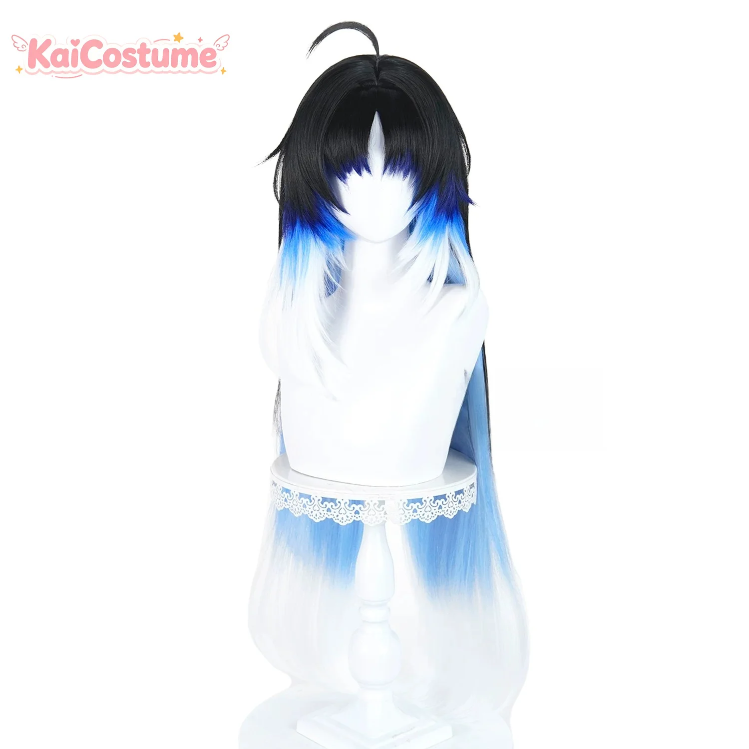 Wuthering Waves Yangyang Xuanling Cosplay Wig Cool Dark Long Hair Handmade Realistic Scalp Top Thick Heat Resistant Synthetic view 5