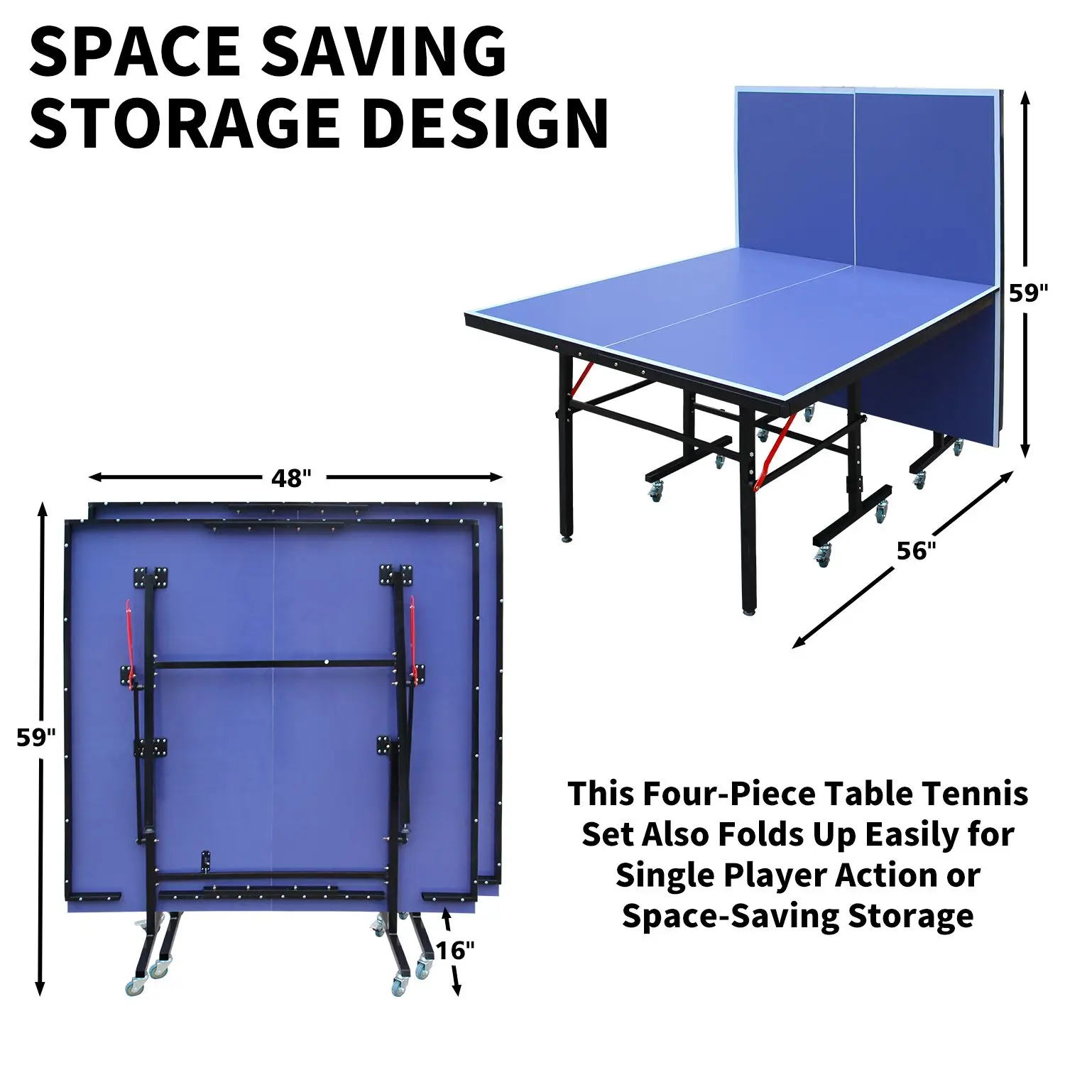 8ft mid-size Asztal Tenisz Asztal foldable & Hordozható Kopogás pong Asztal beállítása számára beltéri játékok vel Ajánló, 2 Asztal Tenisz paddles majd 3