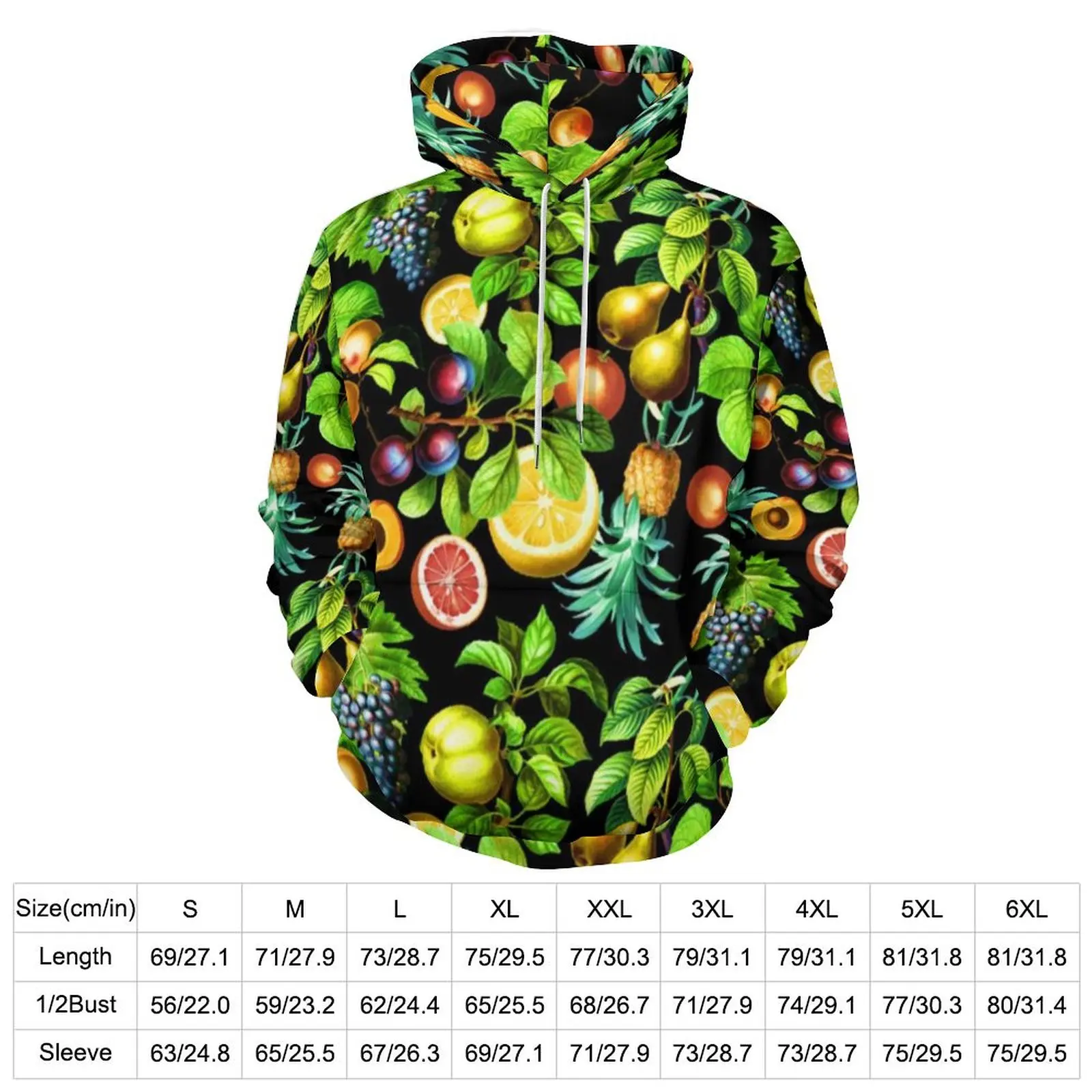 Tropical Fruit Hoodies Vegetarian Lemon Print Classic Oversize Hoodie Woman Long-Sleeve Kawaii Pattern Casual Sweatshirts