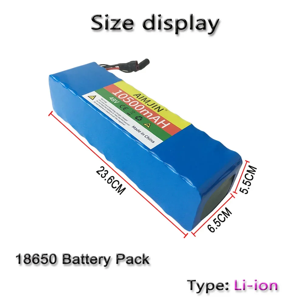 Newly upgraded BMS battery,18650 13S3P 48V 10500mAh High capacity Lithium Battery Pack