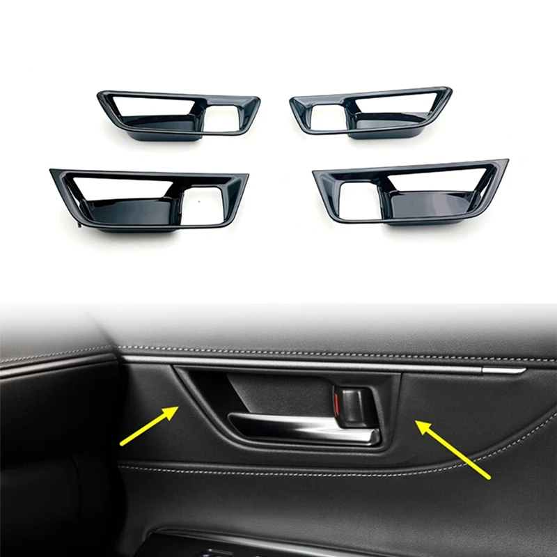 Car Chrome Interior Mouldings Inner Door Handle Bowl Panel Cover Trim for Toyota Harrier 2021