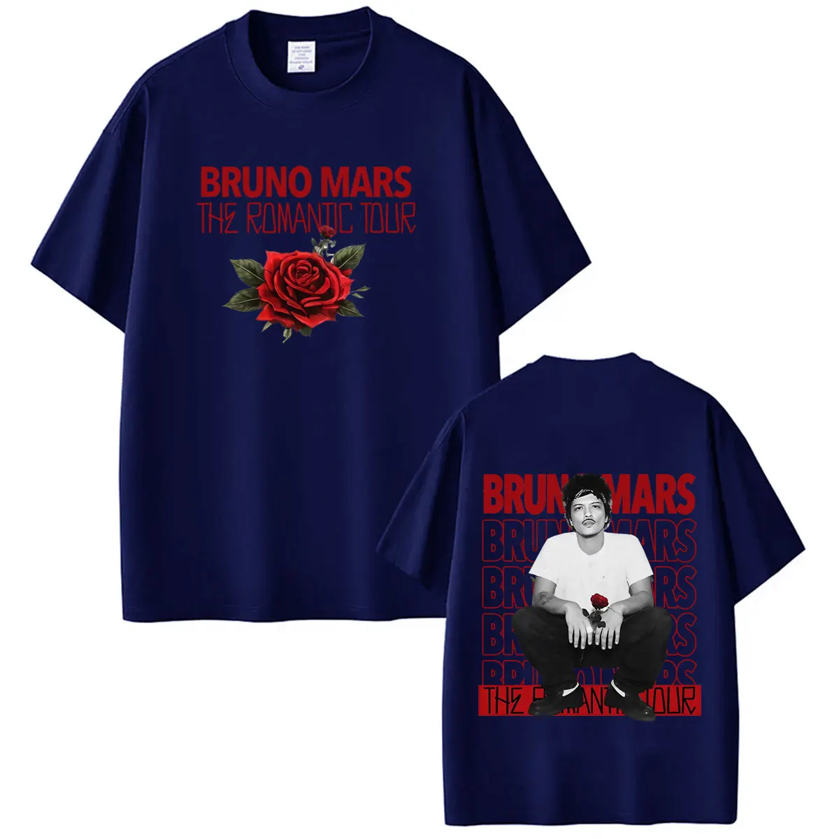 Bruno Mars The Romantic Tour 2026 Print T-Shirt Herren Damen Mode T-Shirts Kurzarm Baumwolle Ästhetischer Trend Hip-Hop T-Shirts – Detail 6